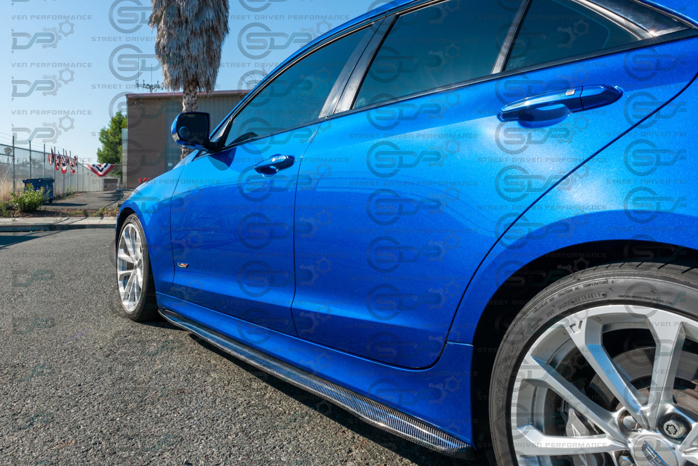 2016-2019 CADILLAC ATS-V CARBON FIBER FRONT SPLITTER & SIDE SKIRTS ROCKER PANELS GROUND EFFECTS